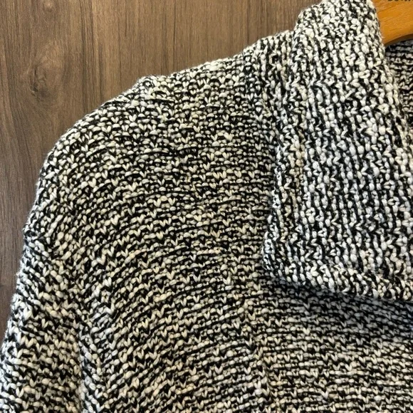 Willow Sweater Coat Large Button Up Knit Jacket Lagenlook Black White - Picture 3 of 10